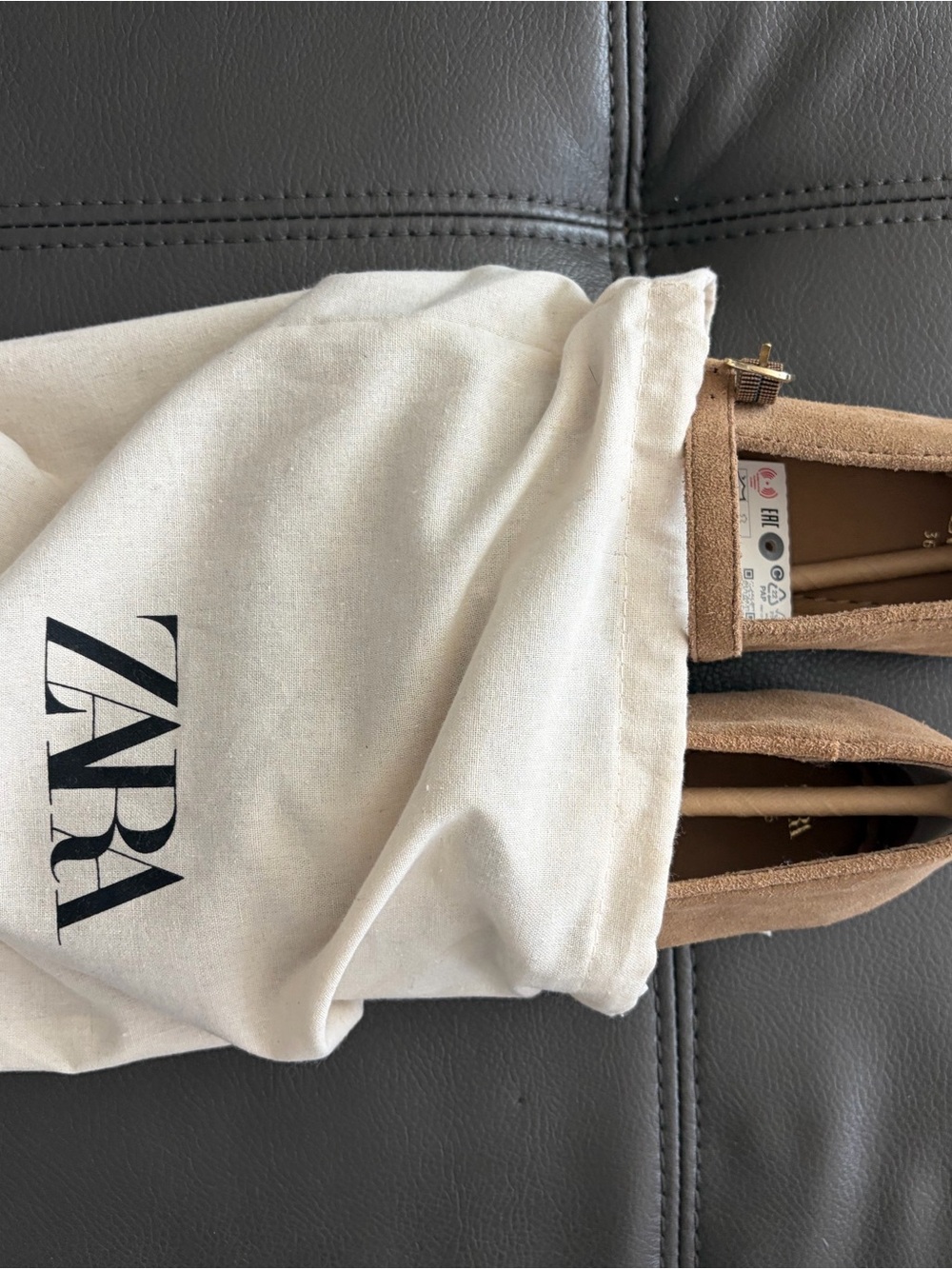 Zara Women’s Camel Mary Jane Flats with Buckle - Picture 8 of 9